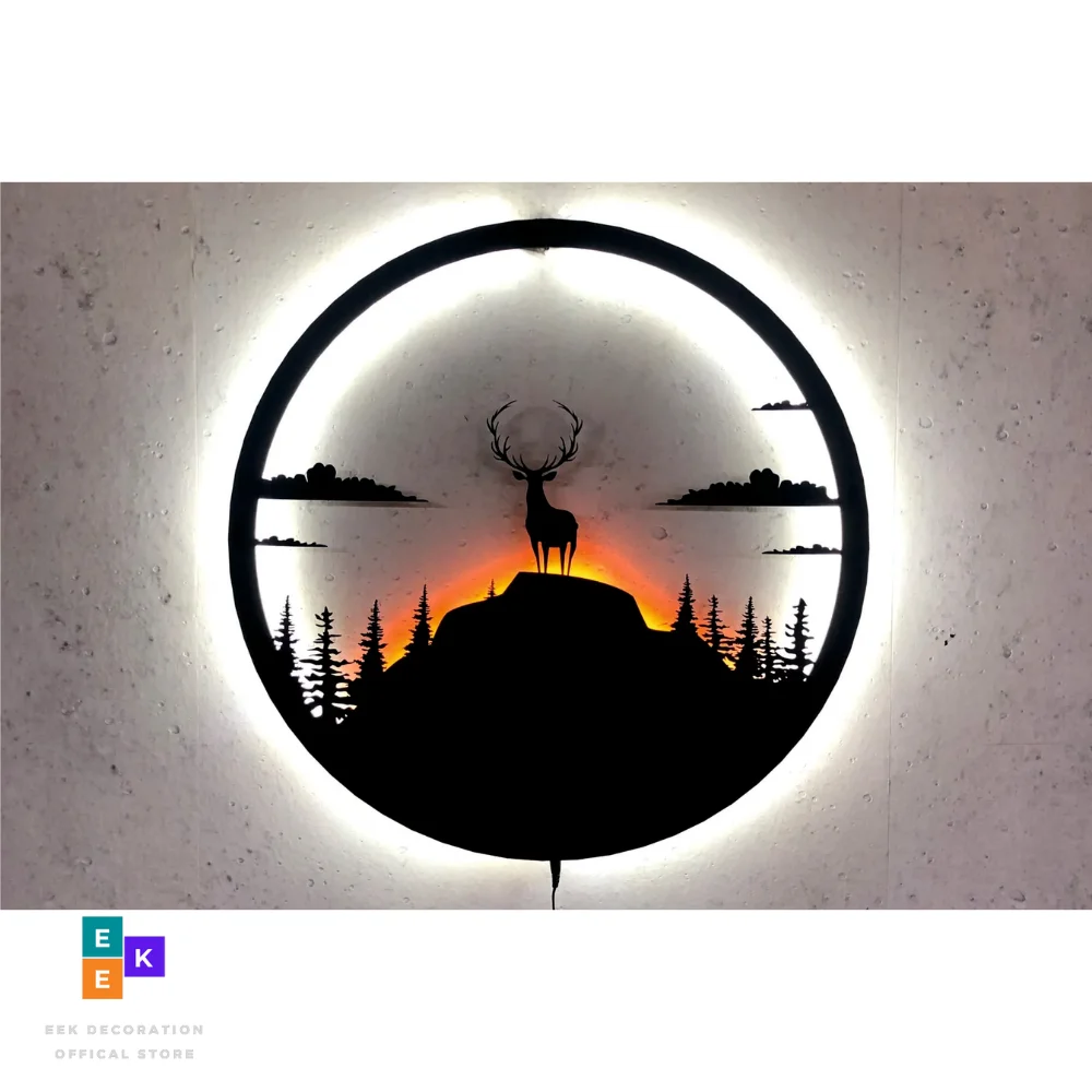 

deer mdf table with led light Black Color Modern Nature Home Office Living Room Bedroom Kitchen New Quality Gift Ideas 3D
