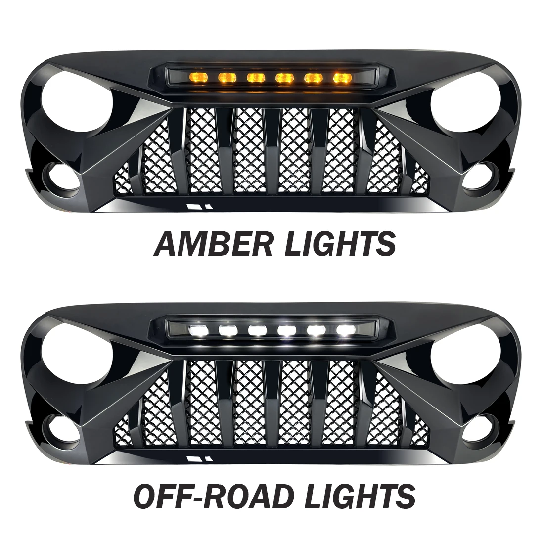 Передняя решетка для 07-18 Jeep Wrangler JK со светодиодсветодиодный фонарями янтарного