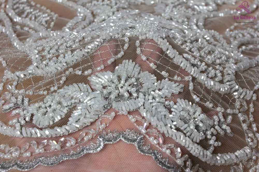 La Belleza, новинка, свадебное платье, кружевная ткань, дизайн, кружево, Серебряное золото, расшитое бисером, кружевная ткань, Кристальное кружево, 1 ярд
