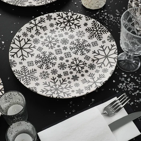 

Snowflakes Serving Plate 25 Cm 6 Pcs Stoneware Earthenware