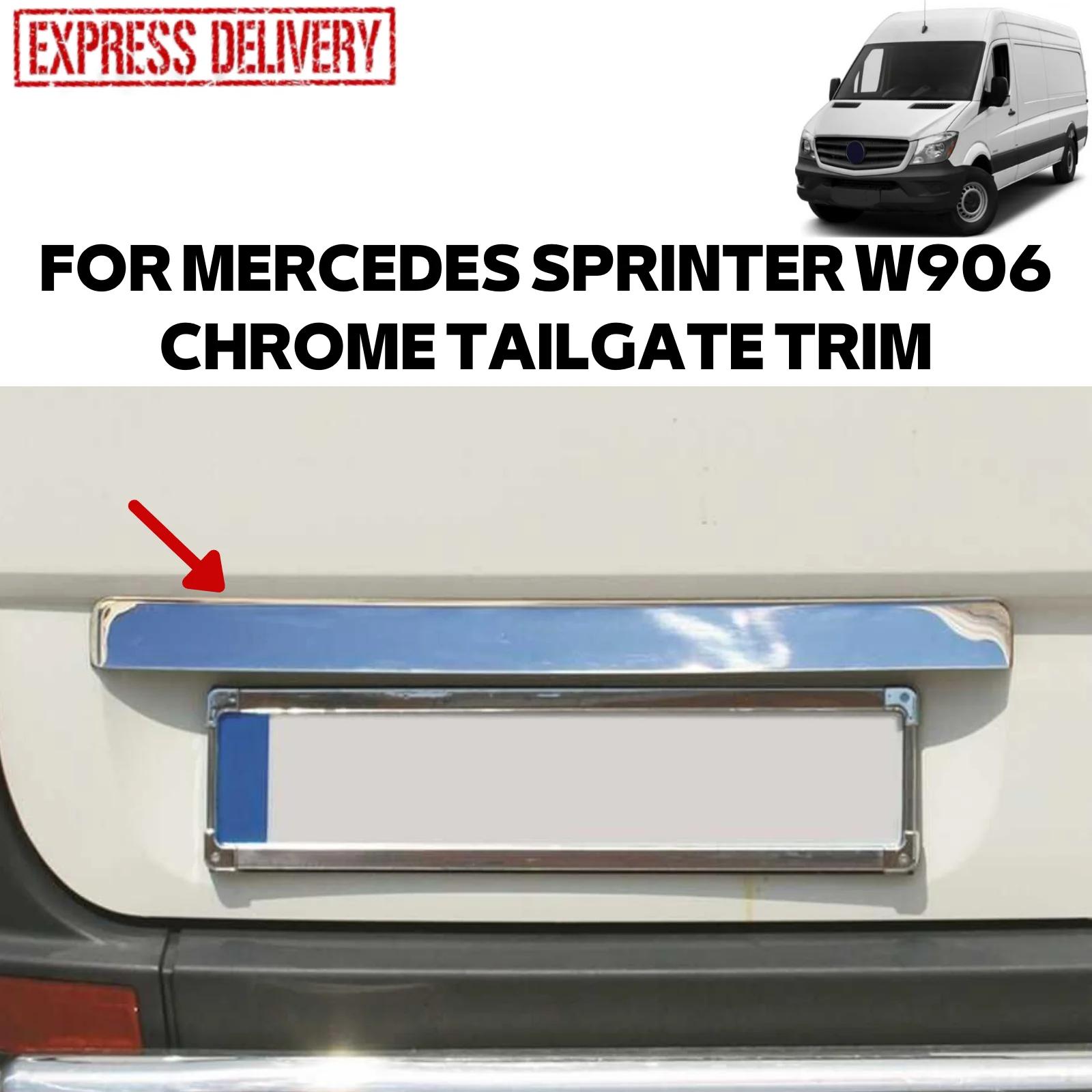 

FOR MERCEDES SPRINTER W906 2006-2018 CHROME TRUNK REAR HANDLE TRIM COVER STAINLESS STEEL CAR ACCESSORIE NEW MODEL
