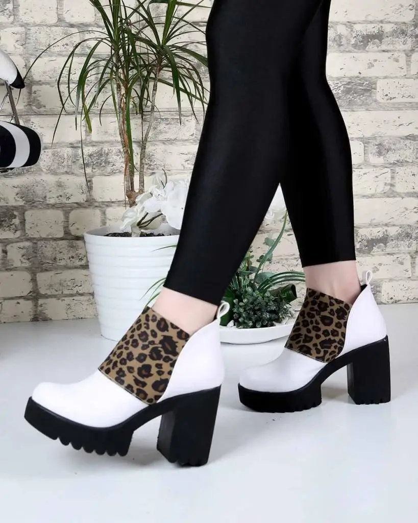 Mosimoso/женские ботильоны на высоком каблуке цвет белый Леопардовый женские