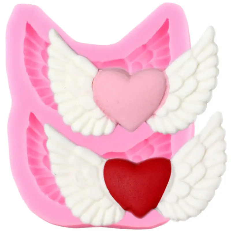 

3D Love Wings Fondant Mold Cake Border Cake Decorating Tools DIY Candy Clay Chocolate Mould Cupcake Topper Silicone Molds