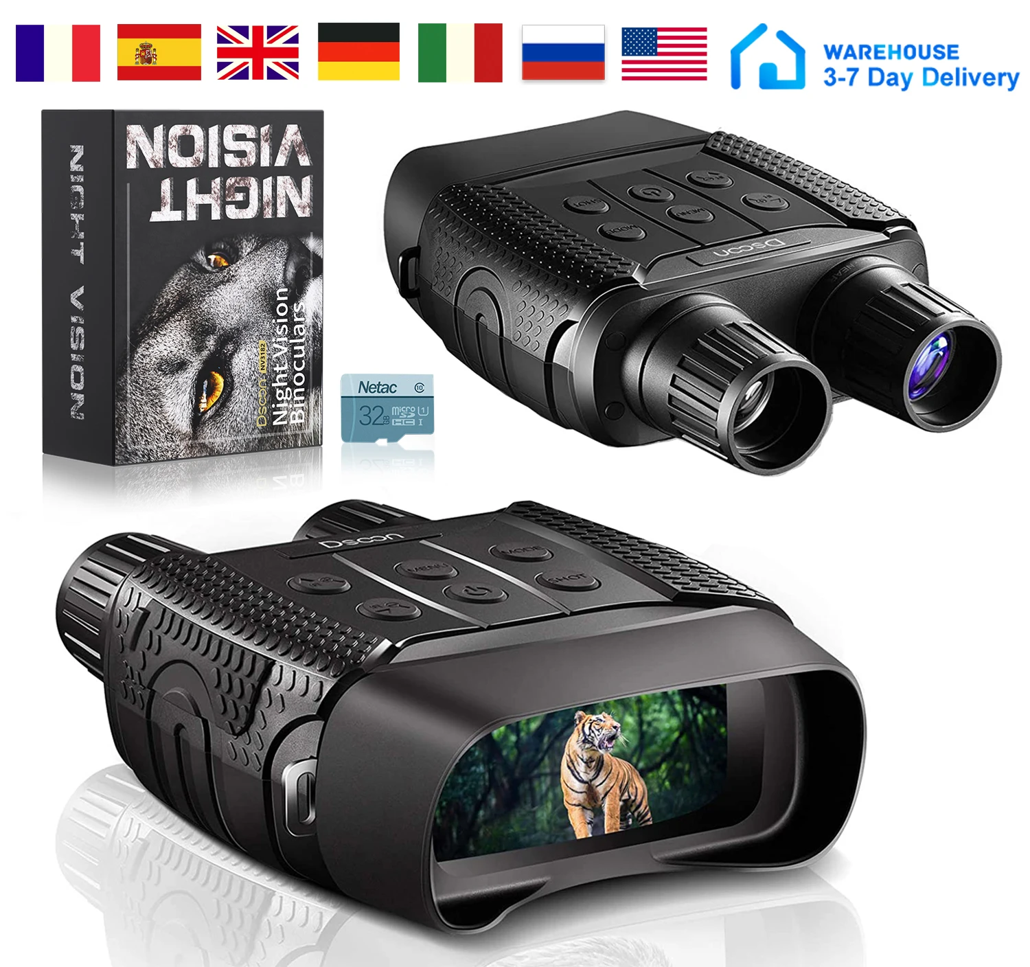 Бинокль ночного видения Инфракрасный цифровой охотничий телескоп US RU EU в наличии