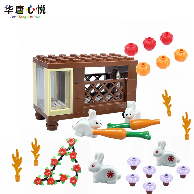 Серия MOC для друзей сборные пластиковые новогодние игрушки-кролики грибы ветки