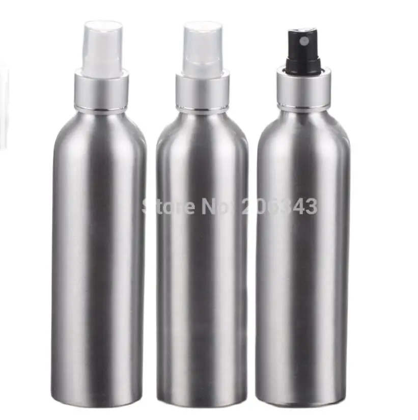 250 мл алюминиевая бутылка металлическая спрей с матовым серебряным воротником