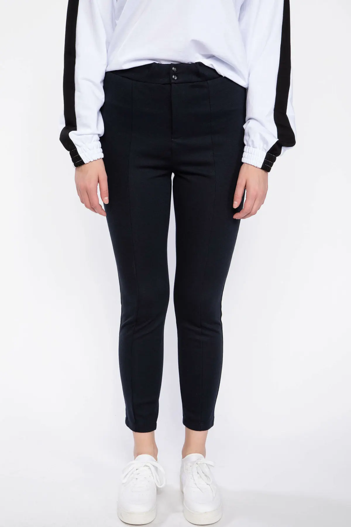 Дефакто женские длинные брюки черные узкие карандаш подходят ко всему нижние