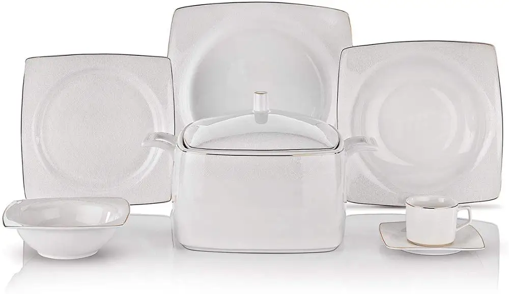 

​Schafer SHF-4033 85 Pieces Square Bone Dinner Set