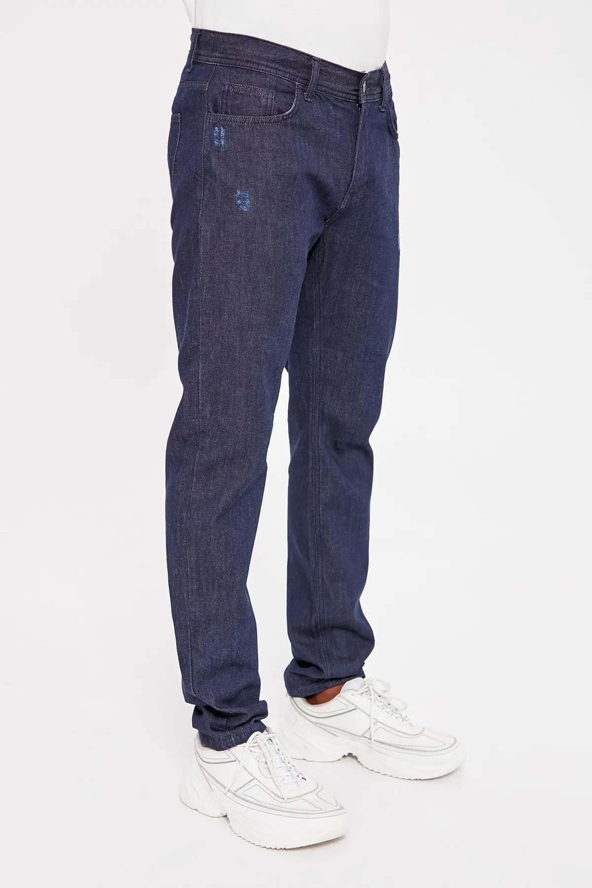 Trendyol темно-синие мужские джинсы Harrow destorroylu Slim Fit TMNAW20JE0081 | Мужская одежда