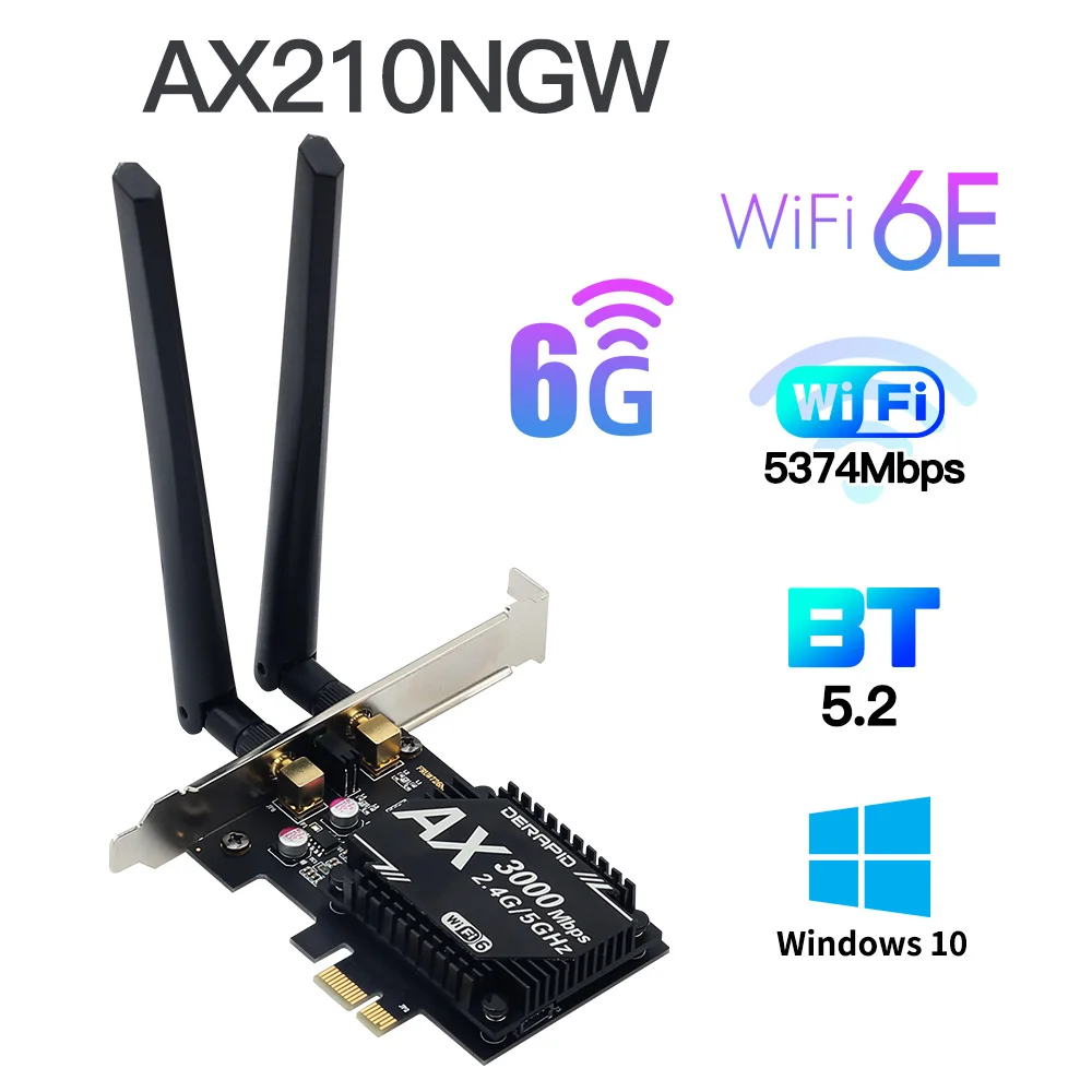 3000 Мбит/с Dual Band Intel AX210 Wi Fi 6E Беспроводной PCI Express адаптер Bluetooth 5 2 Настольный сетевой