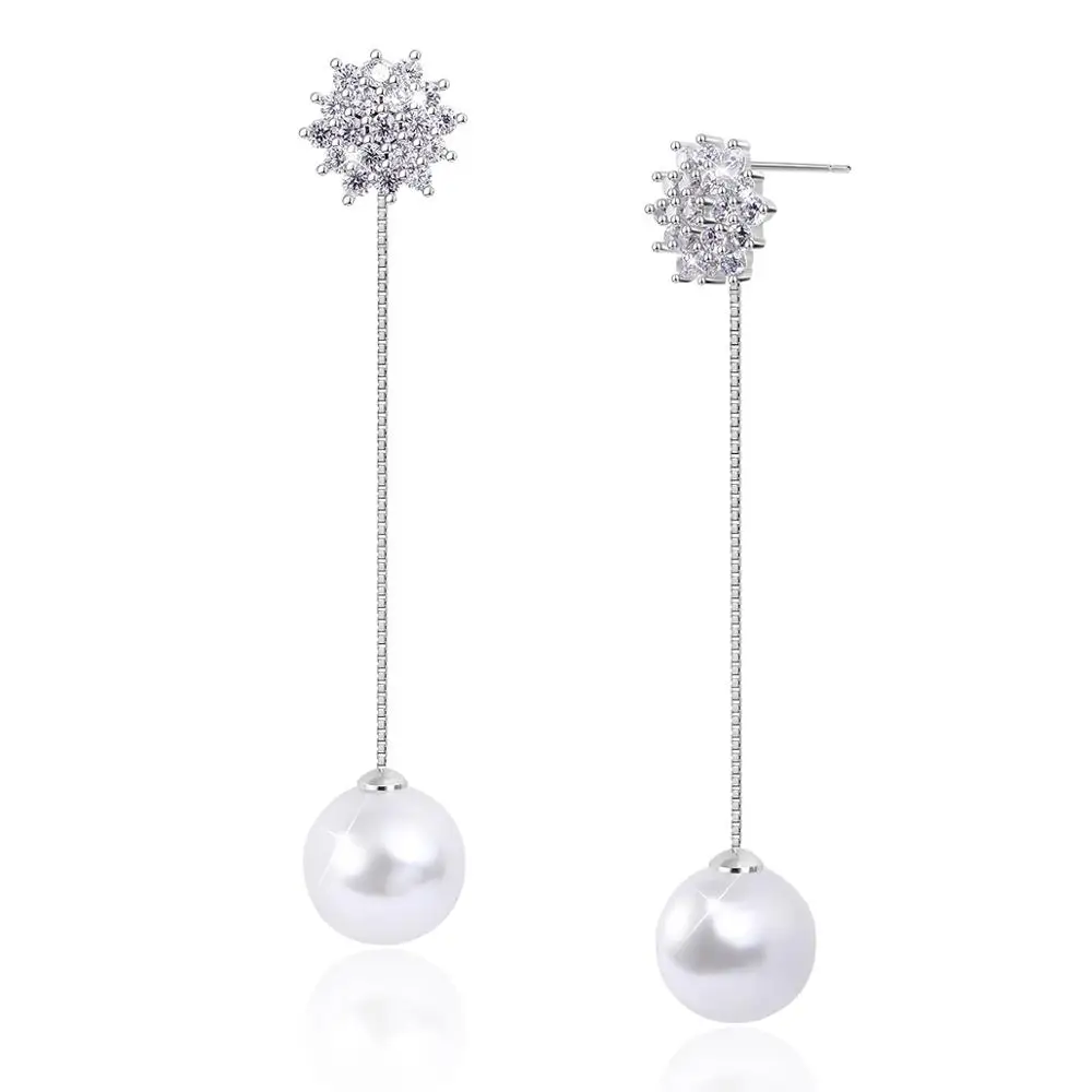 

ANNA QUEEN 925 Sterling Pearl Dangle Earrings Natural Freshwater Pearl Earrings for Women, Elegant Jewellery Gift PEW0042