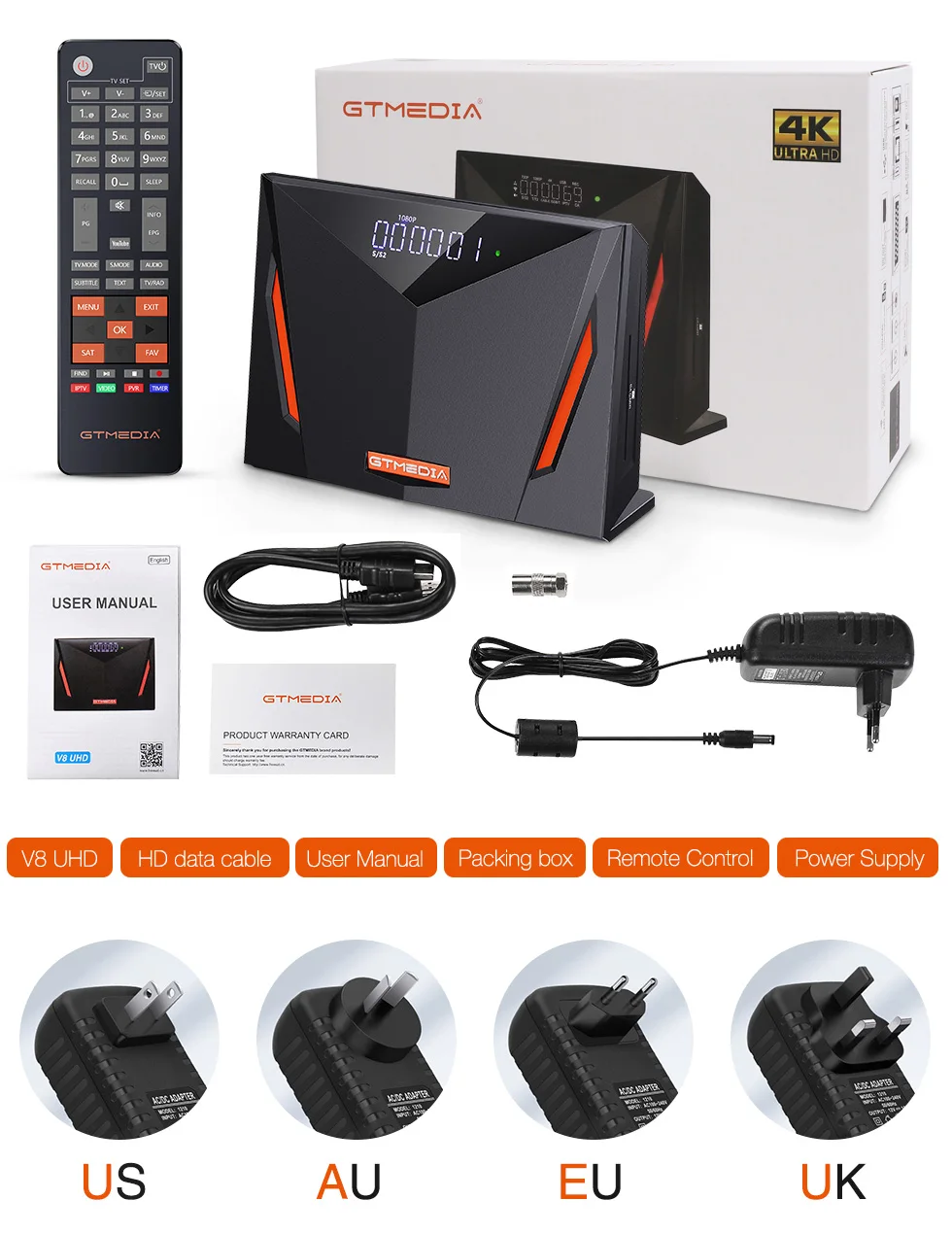 Новый спутниковый ТВ-приемник GTmedia V8 UHD DVB-S/S2/S2X + T/T2 кабель H265 4K Ultra HD встроенный Wi-Fi