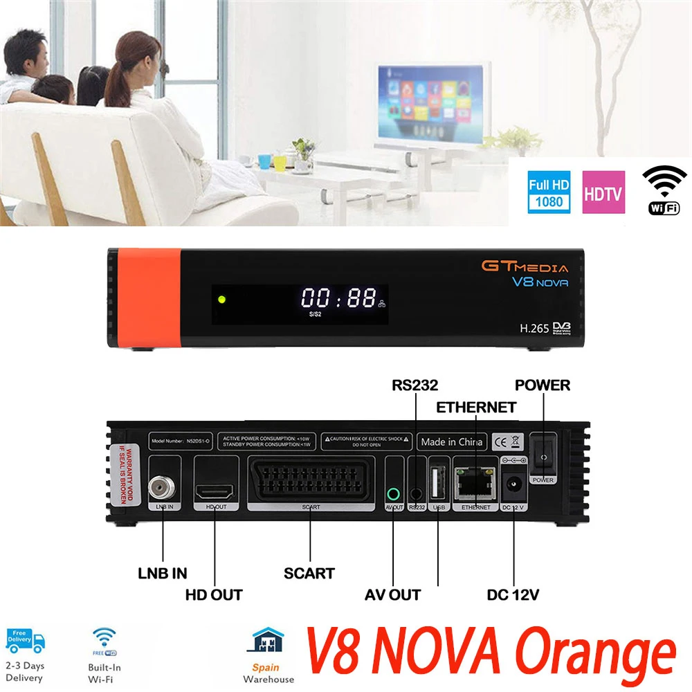 Приемное устройство спутниковый приемник Gtmedia V8 nova HD 1080P Европа Cline в течение 2 лет Испания Встроенный Wi-Fi Gtmedia V9 супер опционально