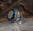 Мужское кольцо ручной работы с голубым сапфиром