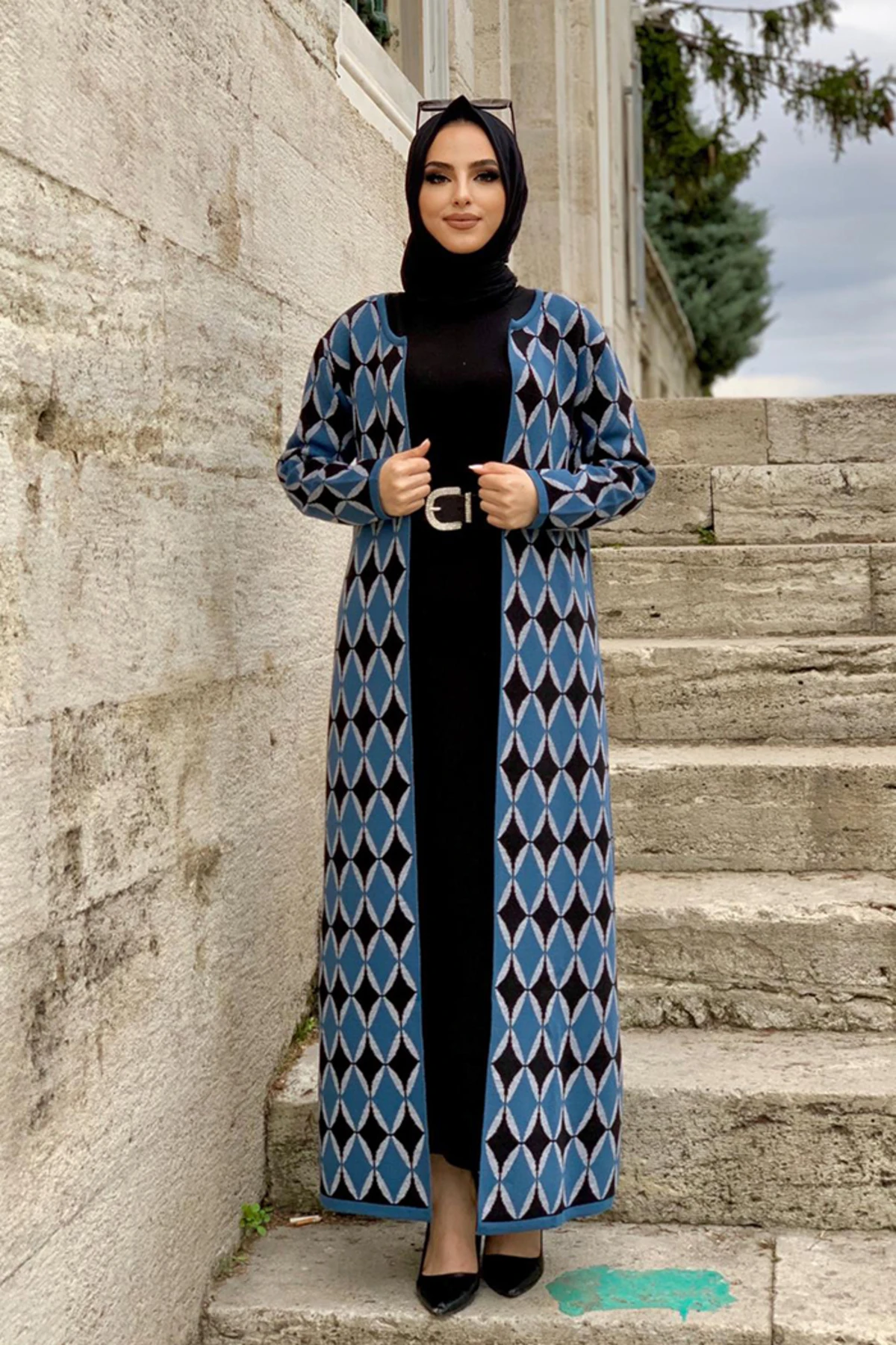 Baklava Pattern Detailed Knitwear Cardigan Turkey Muslim Fashion Islam Clothing Dubai Istanbul 2021