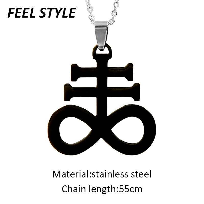 Мужской кулон из нержавеющей стали черный крест Левиафана и сатаны|Ожерелья с