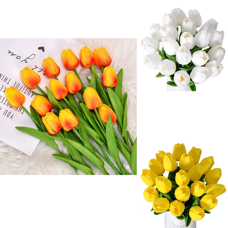 

6pcs/set Artificial Flower White Pink Plastic Tulip for Wedding Party Decoration Props Birthday Gift Lovers Favors Bridal Shower
