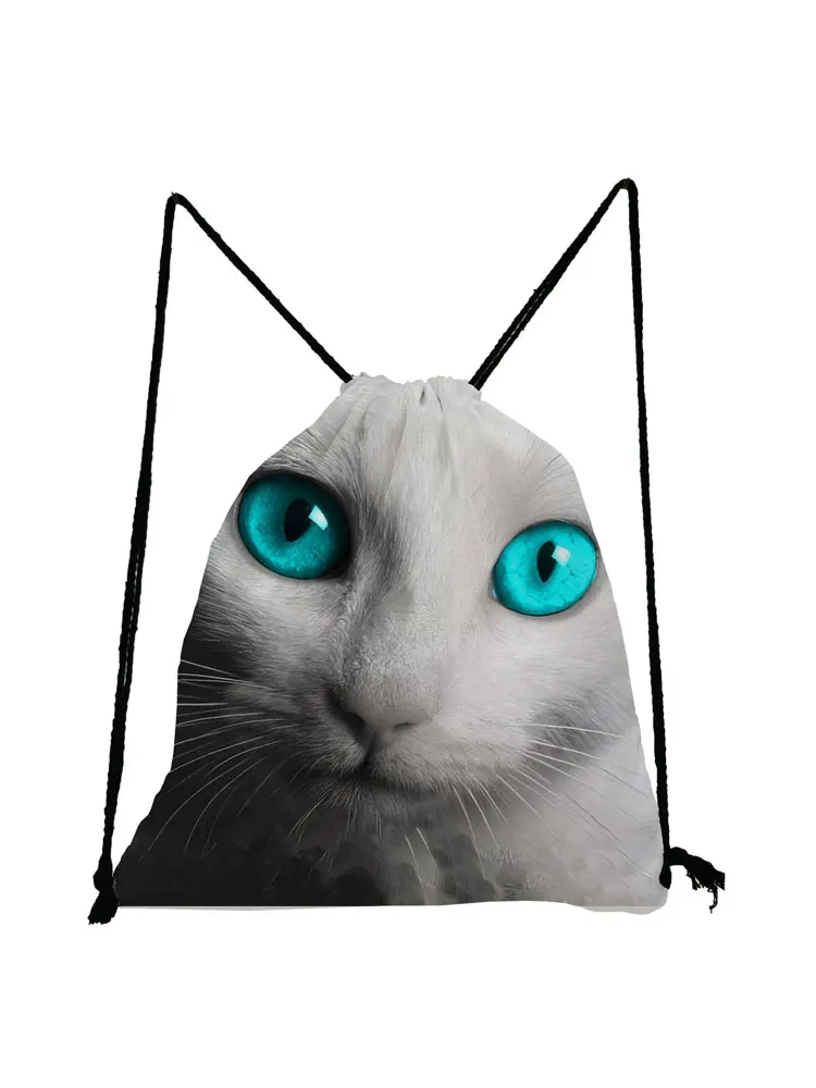 

Cat Blue Eyes Print Softback Bag Pretty Cute Storage Bag Fashion Portable Drawstring Bags High Capacity Gym Travel Backpack Bag