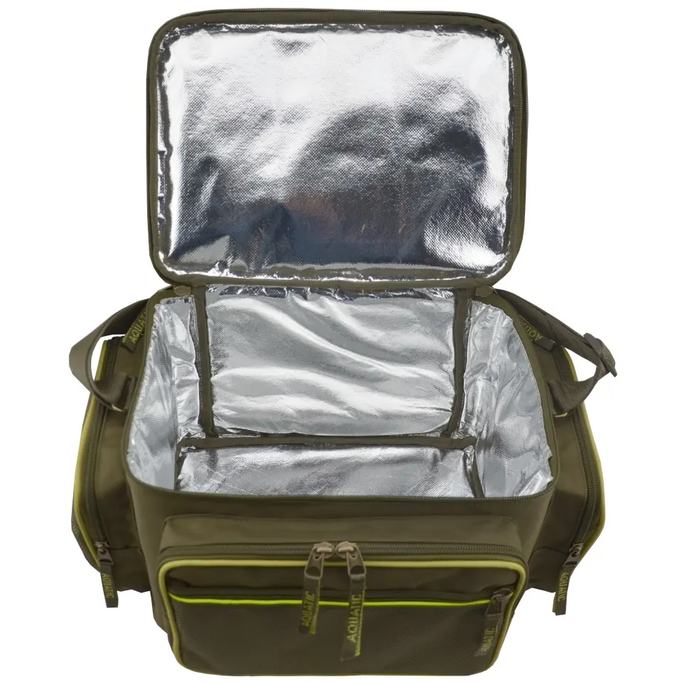 Fishing Thermo bag with banks 18 PCs for storing dips and nozzles aquatic C-43 (32x23x27 cm) |
