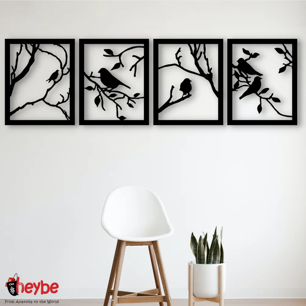Деревянная рама с веткой птицы Набор Настенное художественное оформление Идеи