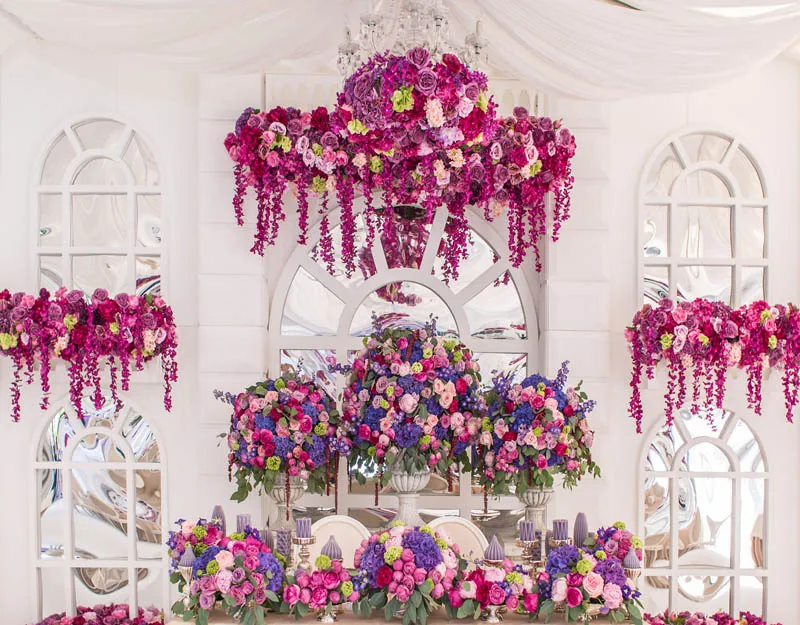 Виниловый фон для фотографирования новорожденных с цветами и дверью|Фон