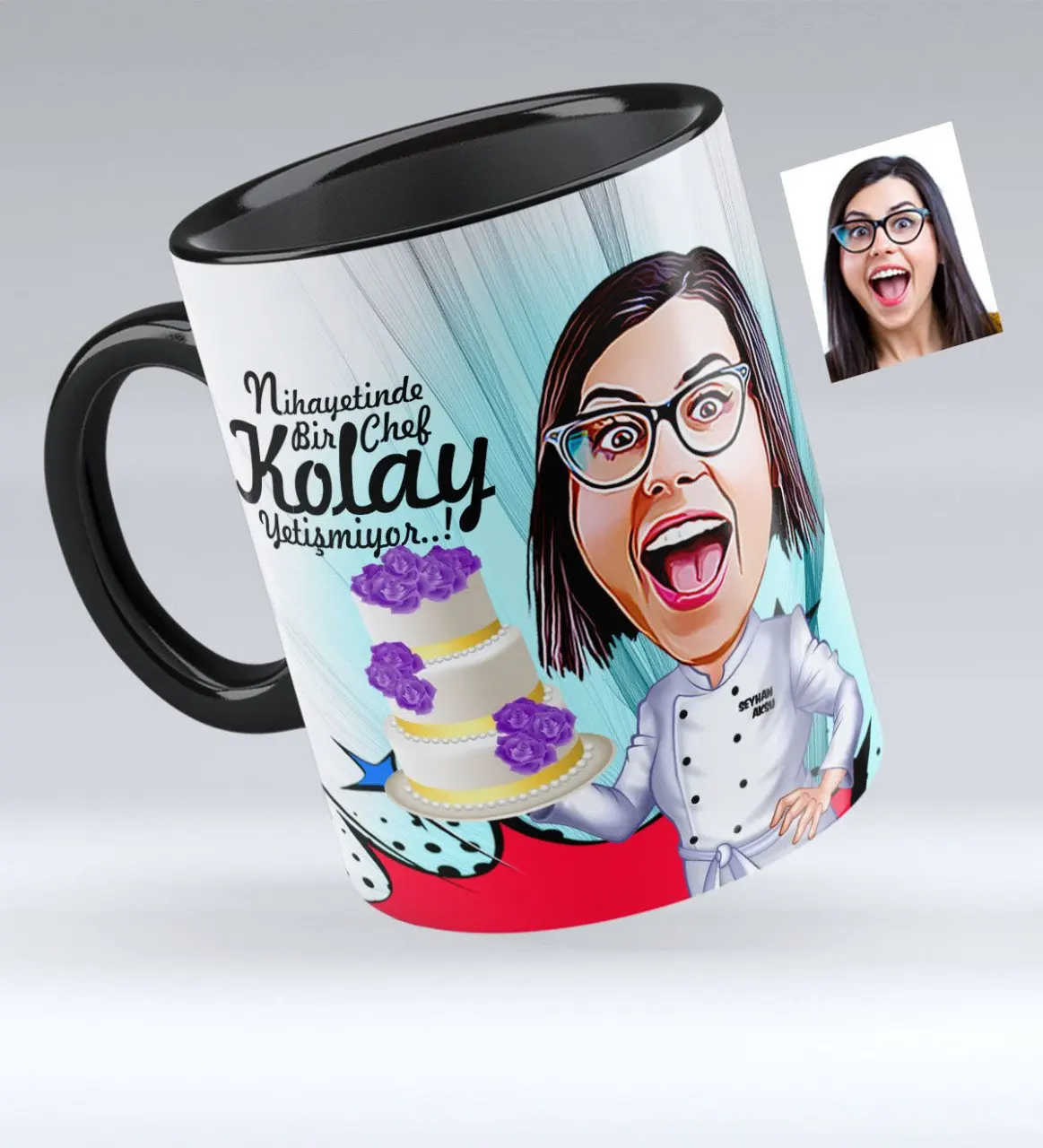 

Personalized Women 'S Master Chef Caricature Of Black Mug cup-2