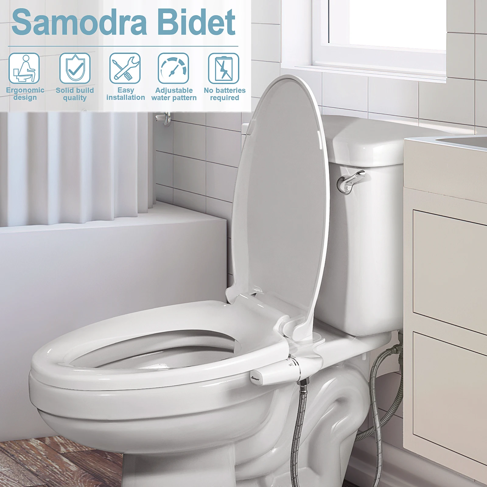samodra rightleft hand toitet bidet sprayer non electric dual nozzle bidet toilet seat hygienic shower for bathroom accessories free global shipping