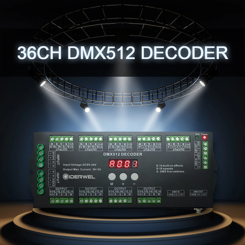 Декодер 36CH DMX 512 контроллер светодиодной ленты RGBW с консолью используется
