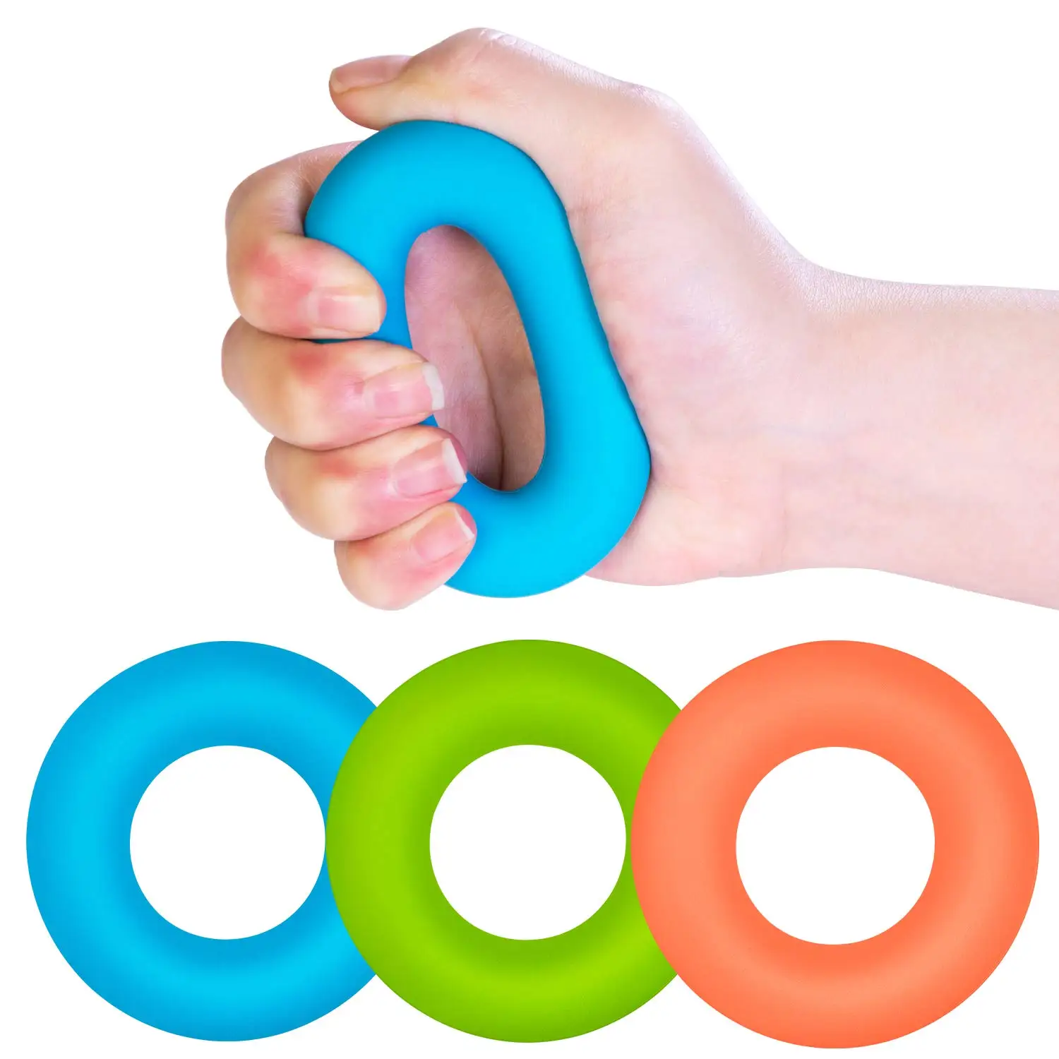 

Hand Grip Strengthener, 3 Pack Finger execriser, Silicone Squeezer Gripper for Muscle Strengthening Training Tool(30/40/50LB)