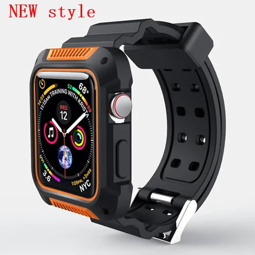 new orange Хохлатая спортивный ремешок для Apple Watch 3 42 мм/38 мм для iwatch 3/2/1 запястье браслет резиновый ремешок для часов с защитный чехол - Цвет ремешка: new orange