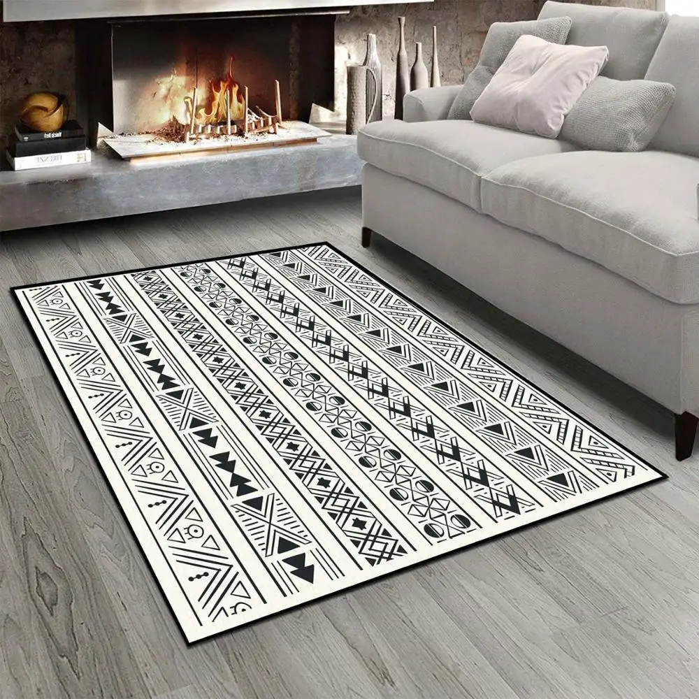 

Else Black White Authentic Vintage Morrocan Design 3d Print Non Slip Microfiber Living Room Modern Carpet Washable Area Rug Mat