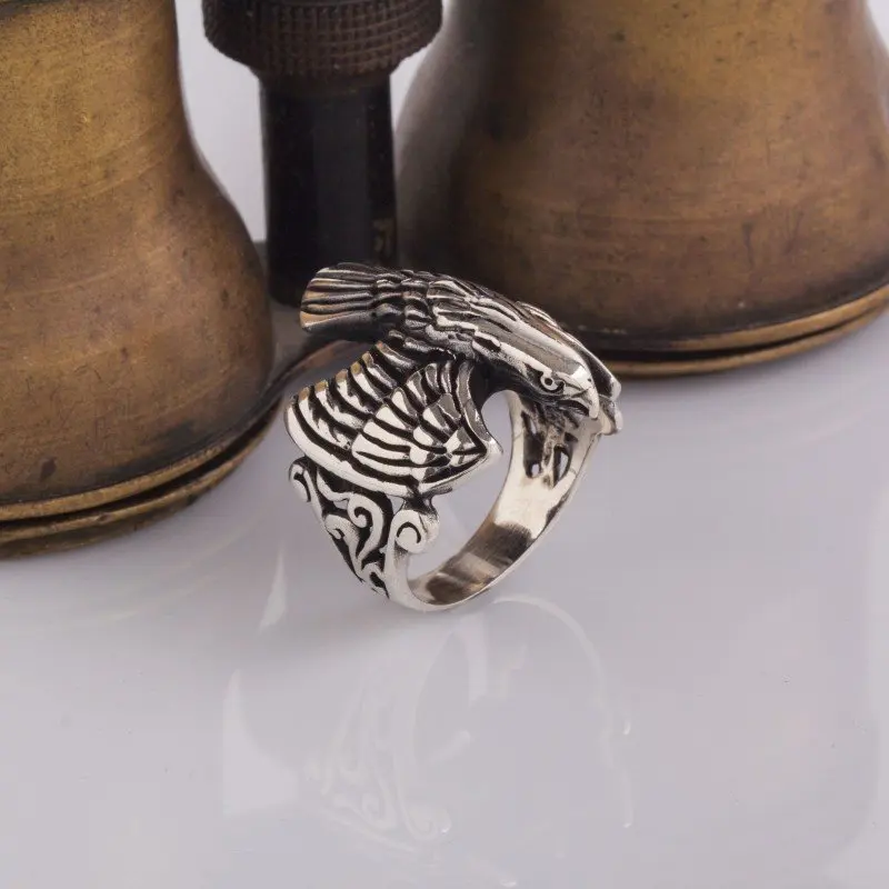 

925 Sterling Eagle Model Silver Ring Fashion Turkish Premium Quality Handmade Jawelery