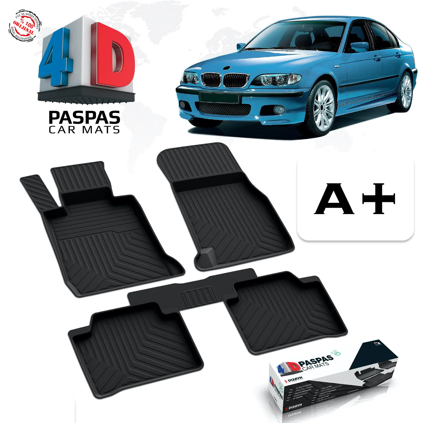 

5 шт., автомобильные резиновые коврики для BMW 3 серии E46