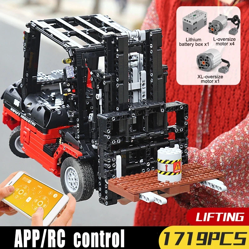 

MOULD KING 13106 MOC технический RC вилочный погрузчик Mk II, модель грузовика, кирпичи, технические детали, игрушки для строительства