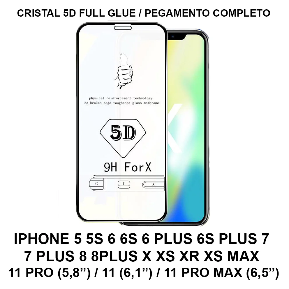Cristal templado COMPLETO совместим с IPhone 6 6s Plus 7 8 X XS XR Max 11 pro Pro Envio DESDE ESPAÑA | Мобильные телефоны