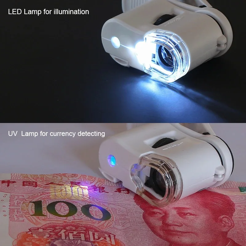 Микроскоп с универсальным зажимом увеличение 60 крат LED подсветка фокусировка