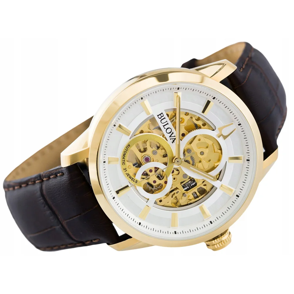 Наручные часы Bulova 97A138 мужские механические с автоподзаводом на кожаном ремешке |