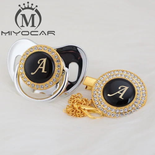MIYOCAR золото серебро имя инициалы письмо красивый bling соска и соска клип BPA бесплатно пустышка bling уникальный дизайн LA - Цвет: LA-9  6-18m