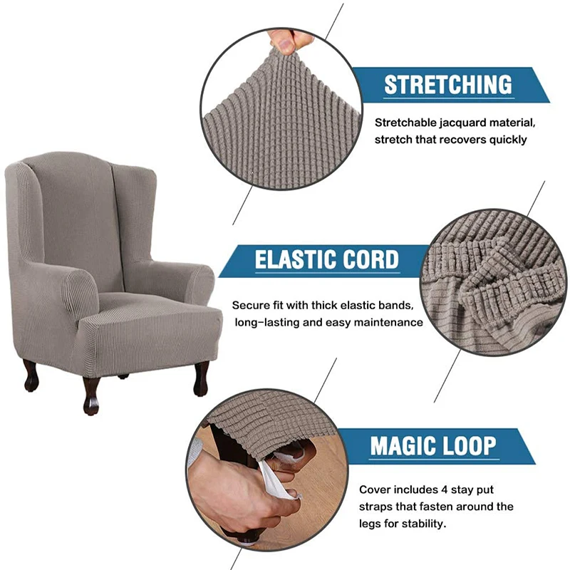 Прямая поставка чехол на стул Wingback эластичный диван из полиэстера и спандекса с