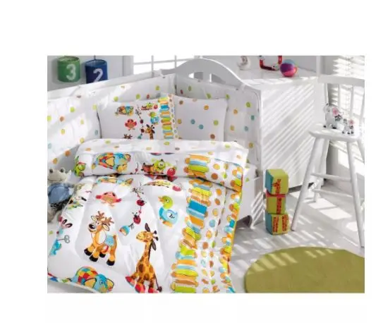 The joy of baby crib bumper set of cartoon animals, baby nursery bedding for boys and girls in Turkey anti-allergic soft cotton