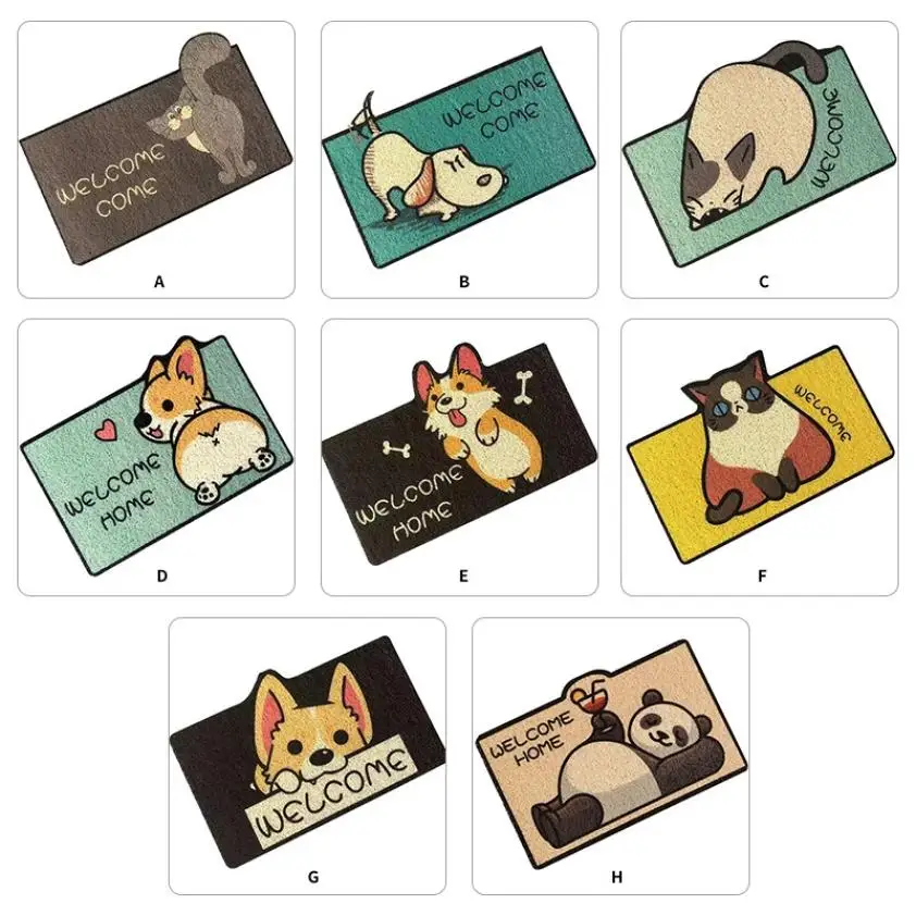 

Cartoon Door Floor Mat Household PVC Non-Slip Floor Rugs Front Door Mat Outdoor Rugs Carpet Bedroom Kitchen 40x60cm