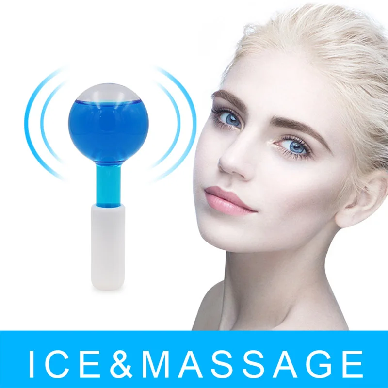 Popular New Blue Pink Crystal Facial Ice Globes Eyes Roller Ball for Professional and Home Skin Lifting Freezer