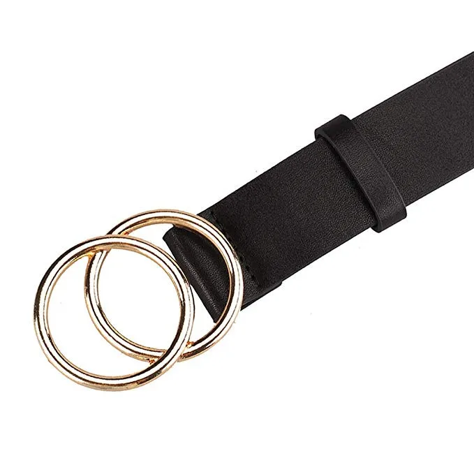 

2021 Female Fashion Round Buckle Waist Belt Metal Buckle Casual PU Leather Belt Clothes Accessories for Women