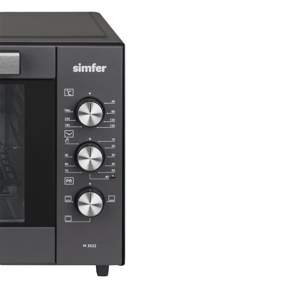 Мини-печь Simfer M3522 Classic 3 режима работы 2 противня круглый противень 35 литров |