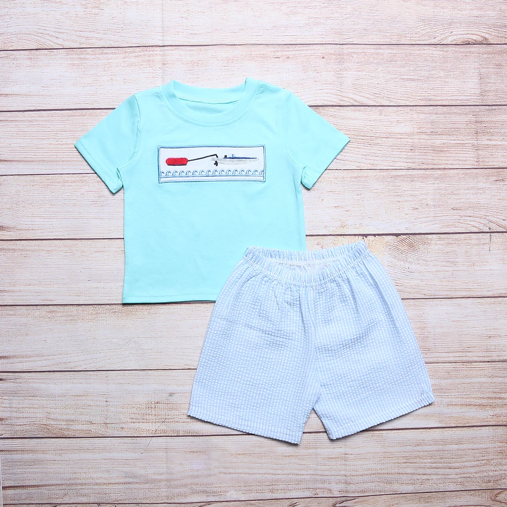 Летняя одежда синий топ с коротким рукавом и синие большие клетчатые шорты три