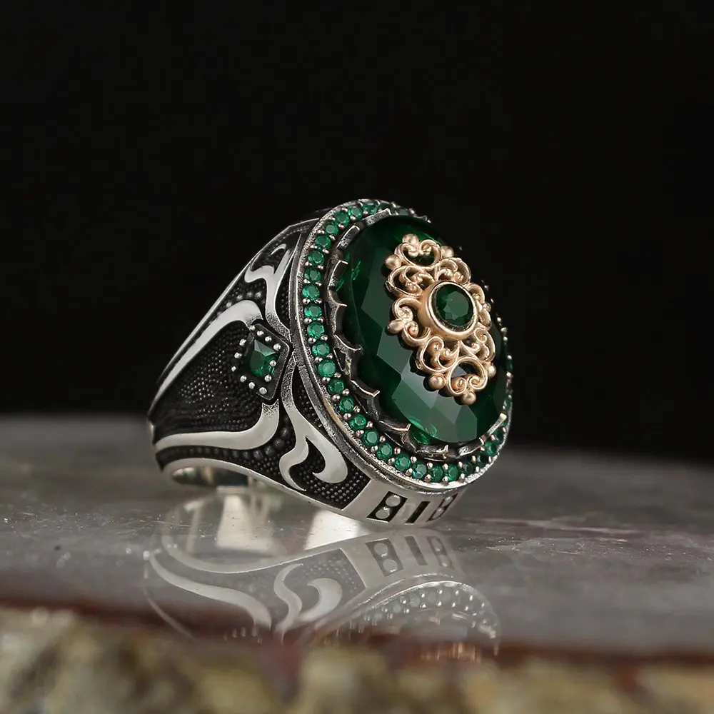 925 Sterling Silver Men Ring with ZIRCON Stone