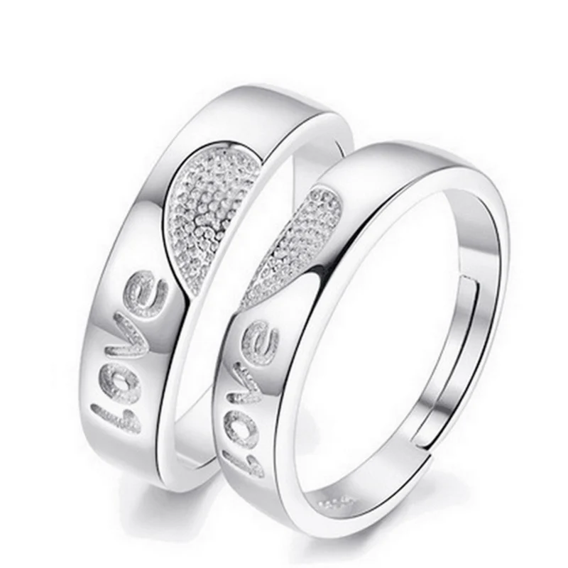 2 шт./компл. регулируемое обручальное кольцо с цирконом в виде сердца |