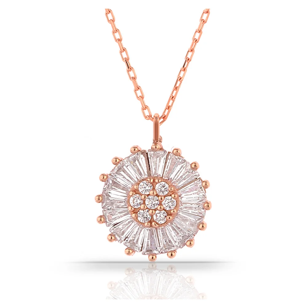 Стильные и новые модные женские ожерелья с цирконием камнями покрытые розовым