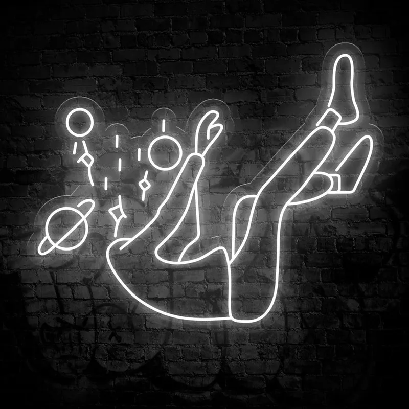 Falling Into Space Neon Sign Space Falling Led Light Sign Office Bar Home Room Decor Neon Signs Light Wall Art Decor Gift