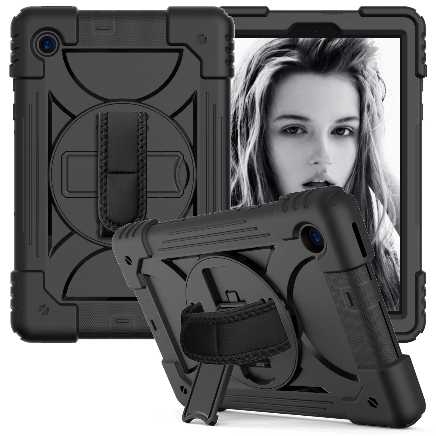 

Case for Lenovo Tab M10 Plus 10.3 X606F/606X Heavy Duty Shockproof Rugged Cover with Hand/Shoulder Strap Stand